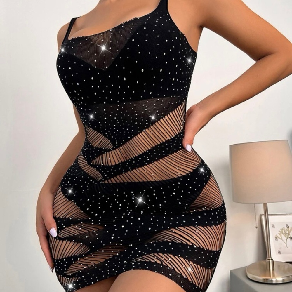 Rhinestone Fishnet Dress